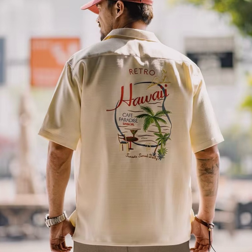 Brand New Hawaii Embroidery Casual Button Down Shirt